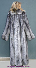 Sensational Solid Silver Fox Canadian Fur Coat 94" Sweep M/L - Purple Shoshana Furs