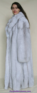 Gorgeous Plush Blue Fox Solid Silver Fur Coat Stroller M/L/XL  Made in Canada - Purple Shoshana Furs