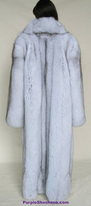 Gorgeous Plush Blue Fox Solid Silver Fur Coat Stroller M/L/XL  Made in Canada - Purple Shoshana Furs