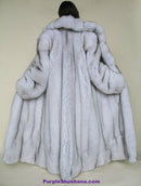 Gorgeous Plush Blue Fox Solid Silver Fur Coat Stroller M/L/XL  Made in Canada - Purple Shoshana Furs