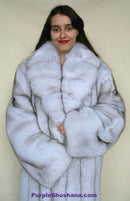 Gorgeous Plush Blue Fox Solid Silver Fur Coat Stroller M/L/XL  Made in Canada - Purple Shoshana Furs