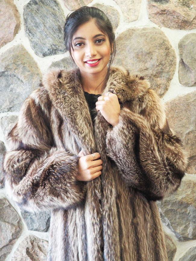 Raccoon Fur Coat Coats With Hood Made in Canada S