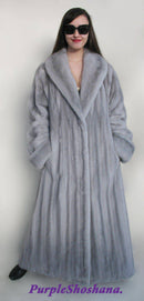 Glamorous Blue Sapphire Female Solid Silver Canadian Mink Fur Coat M/L - Purple Shoshana Furs