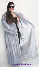 Glamorous Blue Sapphire Female Solid Silver Canadian Mink Fur Coat M/L - Purple Shoshana Furs