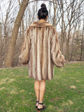 Brand New Two Tone Herring Bone Design Canadian Mink Fur Jacket L/XL 16
