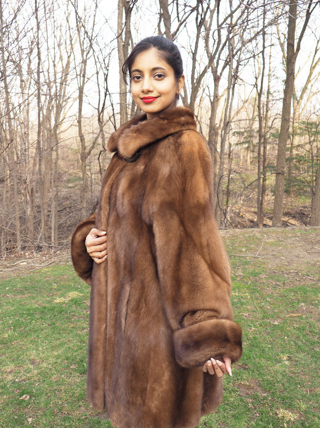 Brand New Luxurious Demi Buff Swing Canadian Mink Fur Coat Stroller L–  Purple Shoshana Furs