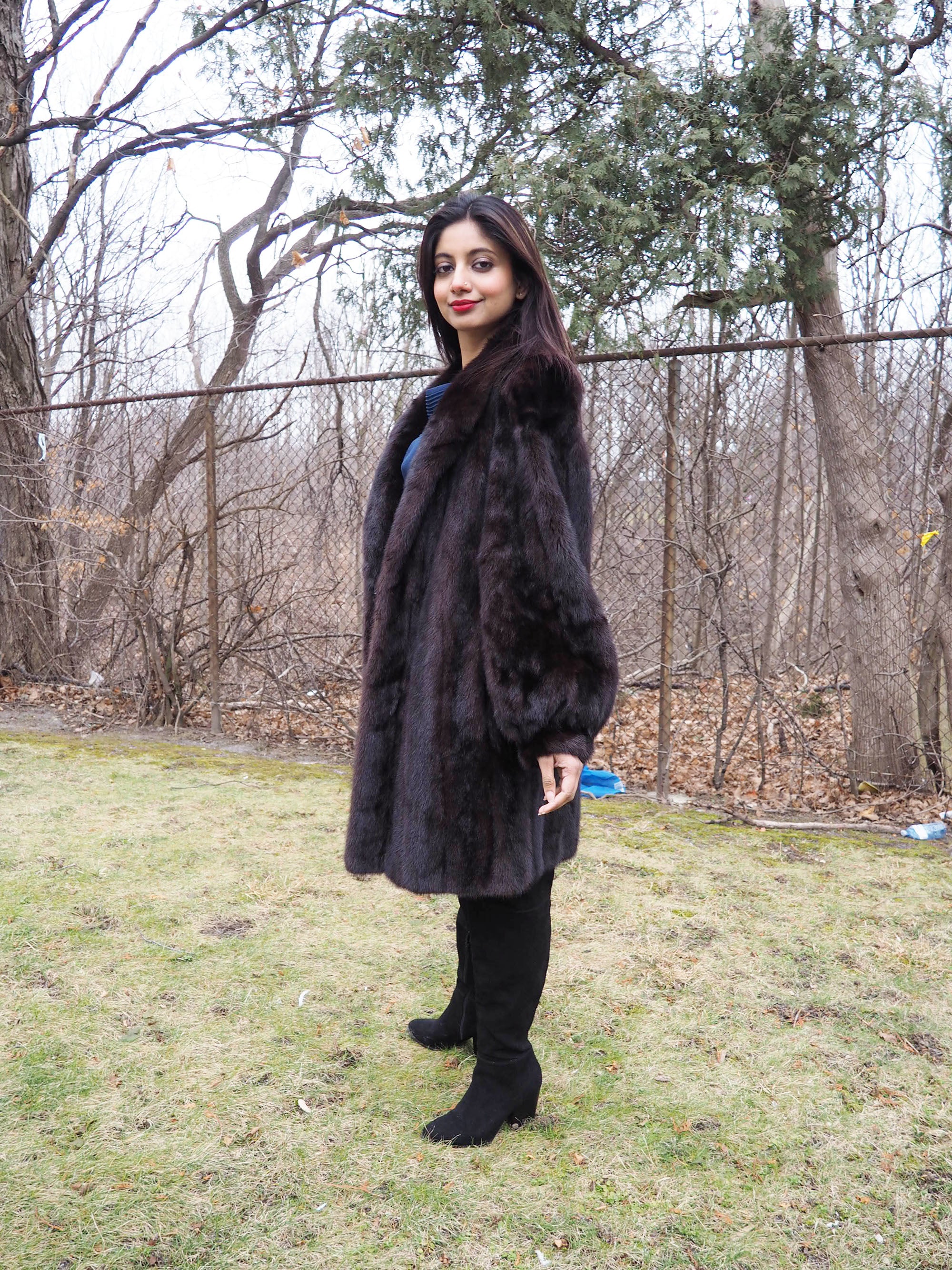 Dark Ranch Black Mink Fur Coat Jacket M/L No Monogram - Stylish– Purple  Shoshana Furs
