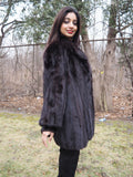 Dark Ranch Female Black Mink Fur Jacket Coat L/XL