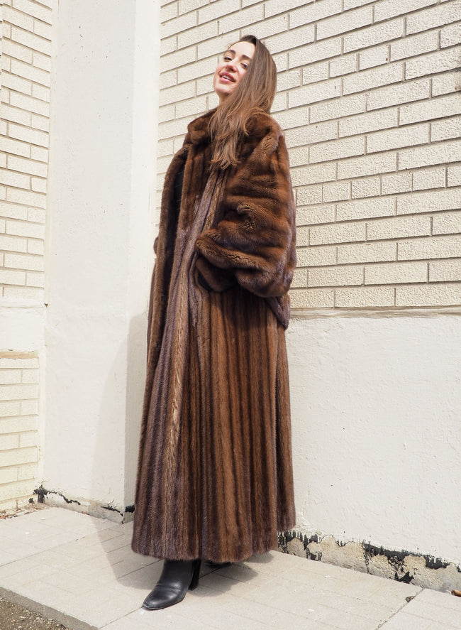 Demi Buff Lunarain Female Mink Fur Jacket Coat L/XL 52 Long– Purple  Shoshana Furs