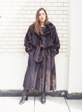 Dark Ranch Black Female Mink Fur Coat Jacket Detachable Hood And Belt M/L