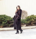 Dark Ranch Black Female Mink Fur Coat Jacket Detachable Hood And Belt M/L