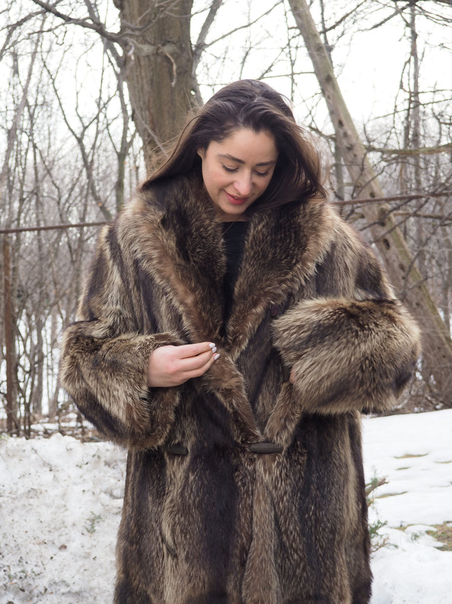 Reversible Raccoon Fur Coat Coats For Men M/L 47