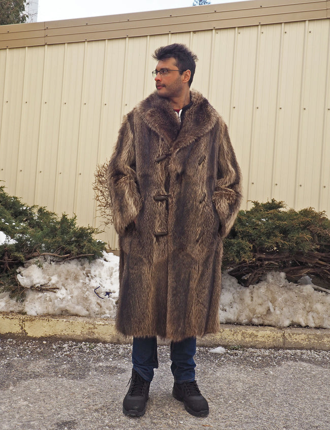 Men's Fur Coat Fashion Sheepskin Jacket Men Raccoon Fur Collar