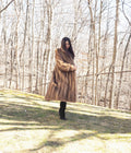 Classic Pastel Brown Mink Fur Coat Stroller Jacket S