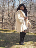 Cream Canadian Sheared Beaver Fur Coat Jacket L/XL