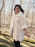 Cream Canadian Sheared Beaver Fur Coat Jacket L/XL